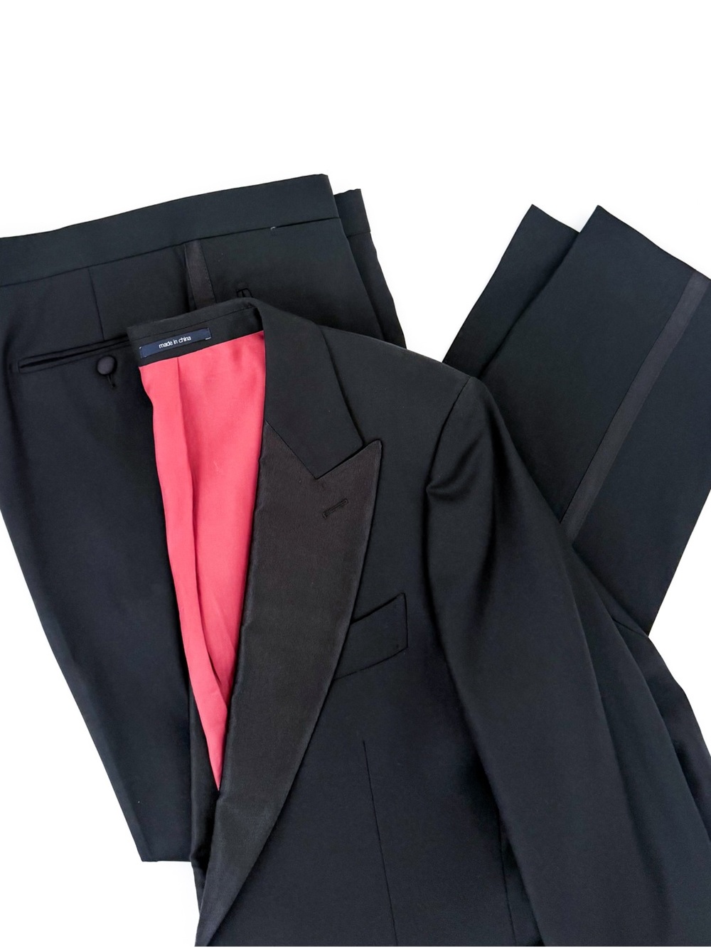 Suitsupply New Verona Men's Black Satin Lapel Tuxedo Suit Jacket Pants 38R - Picture 10 of 16